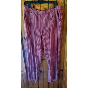 Maurice's Striped Sailor Pants‎ High Waist Button Accents Casual Size L